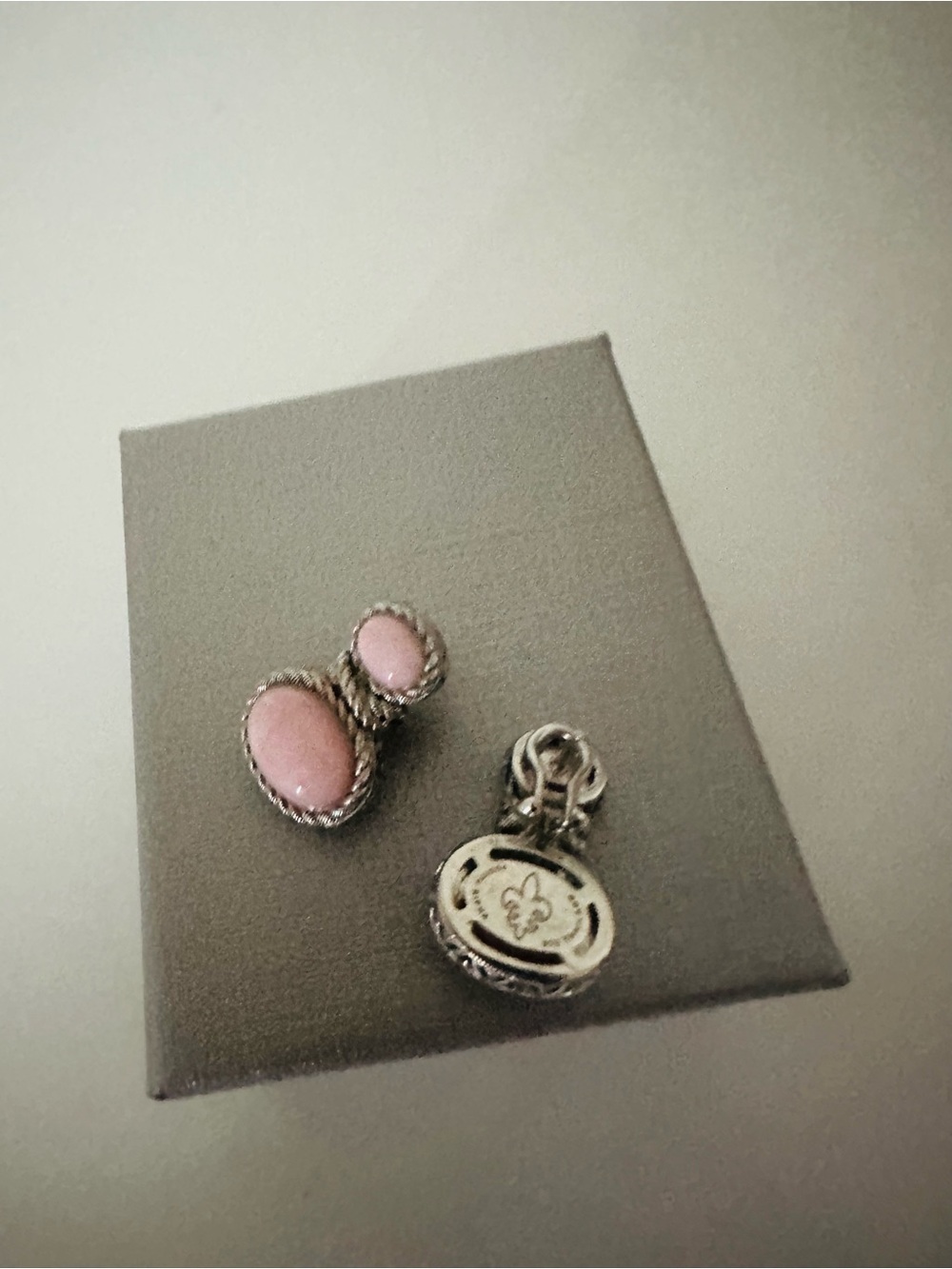 Judith Ripka Pink Cabochon Double-Drop Rope Earrings - Picture 2 of 3